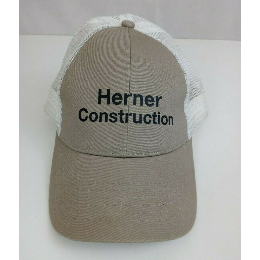 Herner Construction Tan & White Mesh Back Adjustable Baseball Cap